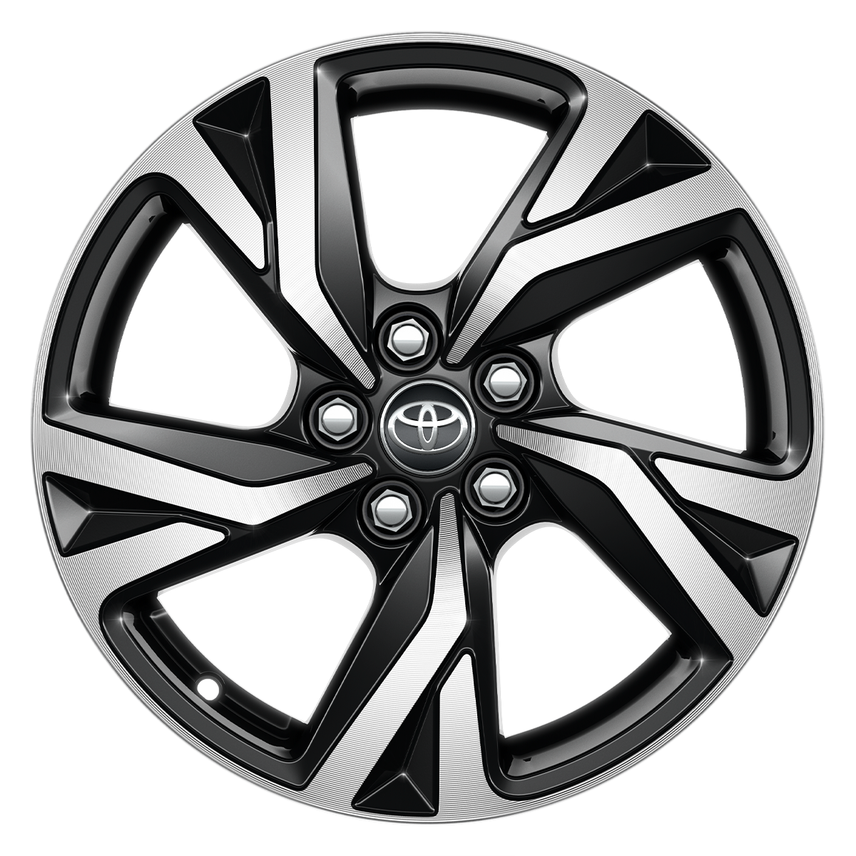 16" čierne brúsené zliatinové disky kolies (5 lúčov)